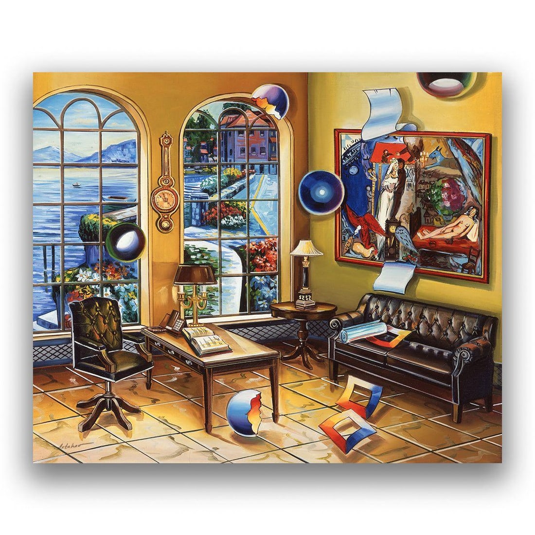 Alexander Astahov- Giclee on canvas "The Office": Artist: Alexander Astahov. Medium: Giclee on canvas. Title: The Office. Size: 20" x 24". Signature: Signed and numbered. Certificate of Authenticity: Is included. Additional: Limited edition of 36. Re