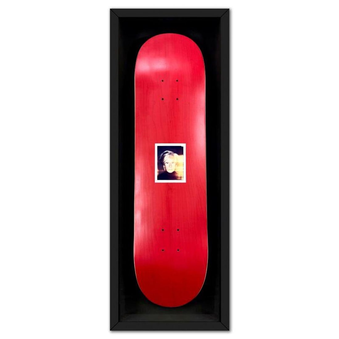Andy Warhol (1928-1987), "Self-Portrait (Red)" Framed One-of-a-Kind Unique Edition Skateboard,: Self-Portrait (Red) is a one-of-a-kind unique edition skateboard by Andy Warhol (1928-1987), bearing the plate signature inverso of the artist. This piece comes custom framed. This piece is from a uni