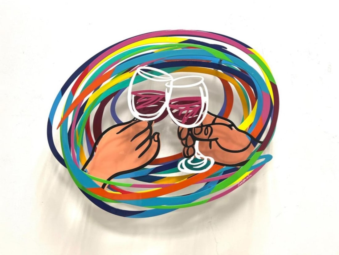 David Gerstein- Mixed Media Cutout Aluminum "Chin Chin": Artist: David Gerstein. Medium: Mixed Media Cutout Aluminum. Title: Chin Chin. Size: 22" x ". Signature: Signed and numbered. Certificate of Authenticity: Is included. Additional: Limited edition of 1