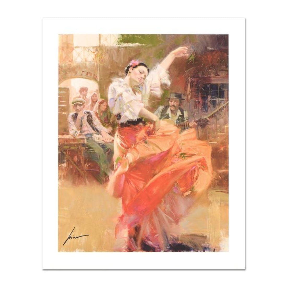 Pino (1939-2010) "Flamenco In Red" Limited Edition Giclee. Numbered and Hand Signed; Certificate of: Flamenco In Red is a limited edition giclee on paper by Pino (1939-2010). The piece comes numbered and is hand signed by the artist. Includes Certificate of Authenticity. Measures approximately 18 x 1