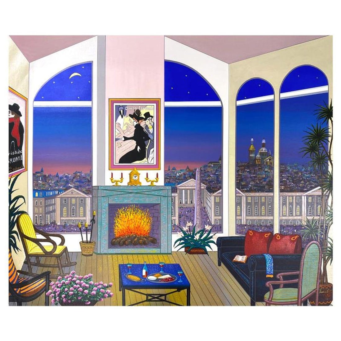 Fanch Ledan, "Interior with Lautrec" Limited Edition Serigraph on Canvas, AP Numbered and Hand: Interior with Lautrec is a limited edition serigraph on canvas by Fanch, AP numbered and hand signed by the artist. Includes Letter of Authenticity. Measures approx. 31" x 37" (image). This proof came