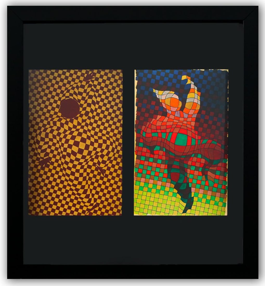 Victor Vasarely- Heliogravure Print "Untitled": Artist: Victor Vasarely. Medium: Heliogravure Print. Title: Untitled. Size: 11" x 10". Measures approx. 13" x 12" (framed). Additional: Custom Framed. Reference#: 21548.