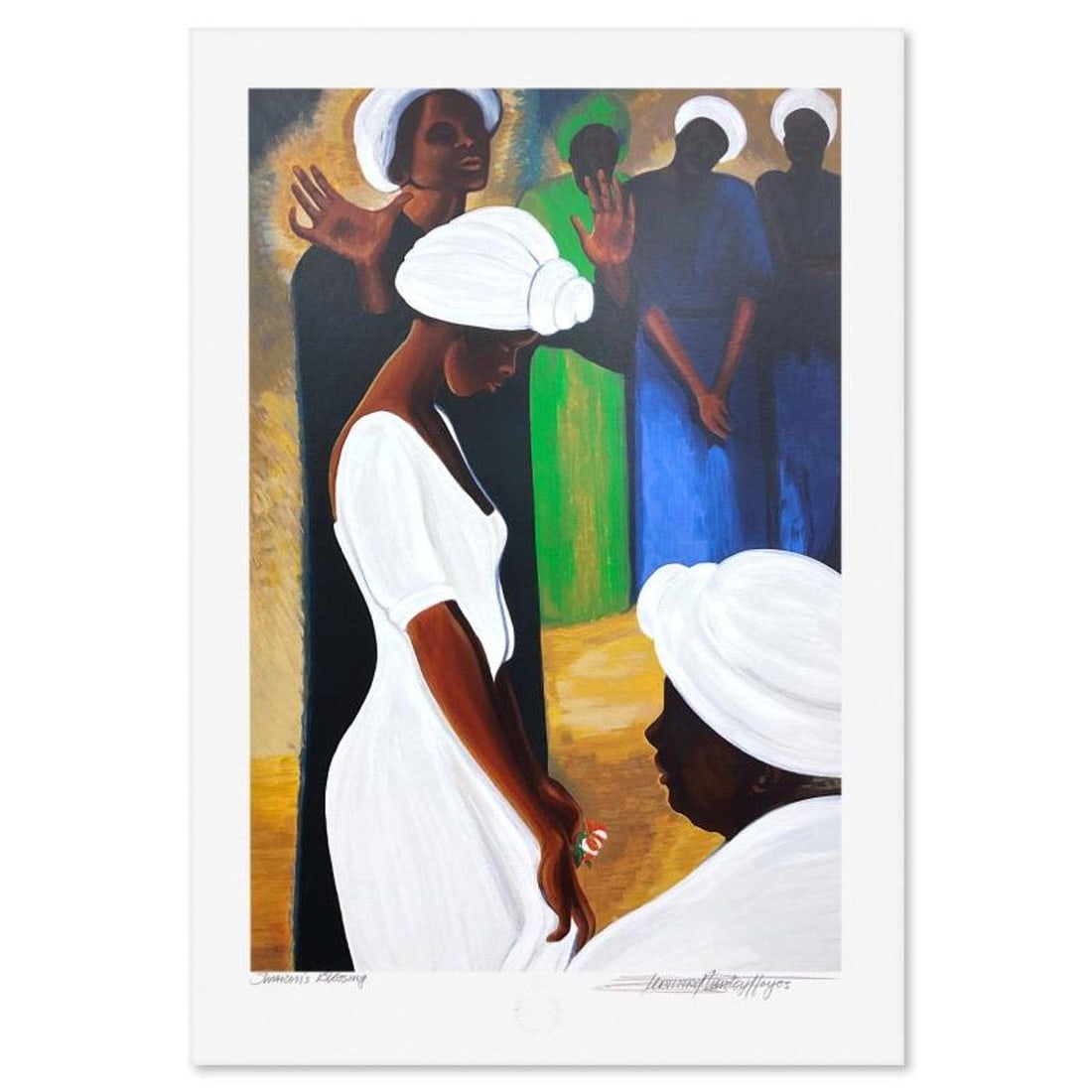 Bernard Hoyes, "Sharon's Blessing" Limited Edition Printer's Proof Serigraph, Numbered and Hand: Sharon's Blessing is a limited edition printer's proof serigraph on paper by Bernard Hoyes, numbered and hand signed by the artist. Includes Letter of Authenticity. Measures approx. 33.5" x 23" (borde