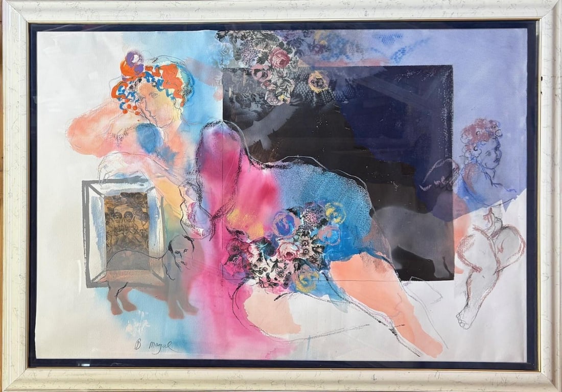 Bati­a Magal-Original painting on paper: Artist: Bati­a Magal. Medium: Original painting on paper. Measures approx. 30" x 40" (framed).