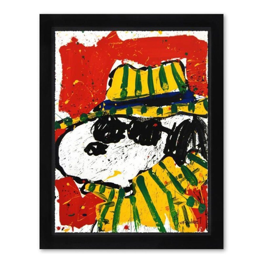 Tom Everhart, "It's The Hat That Makes The Dude" Framed Limited Edition Hand Pulled Original: It's the Hat That Makes the Dude is a limited edition hand pulled original lithograph on museum quality deckle-edge paper by Tom Everhart. The piece is numbered, and hand signed by the artist. This is