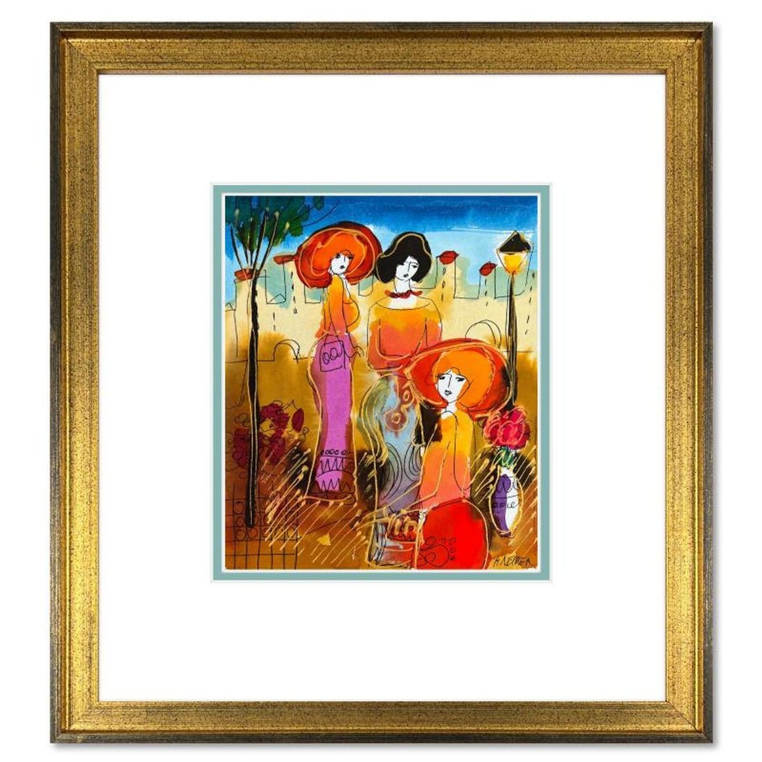 Moshe Leider, Framed Original Mixed Media Watercolor Painting, Hand Signed with Letter of: This is an original mixed media watercolor painting on paper by Moshe Leider. Hand signed by the artist, this piece comes custom framed and includes a Letter of Authenticity. Measures approximately