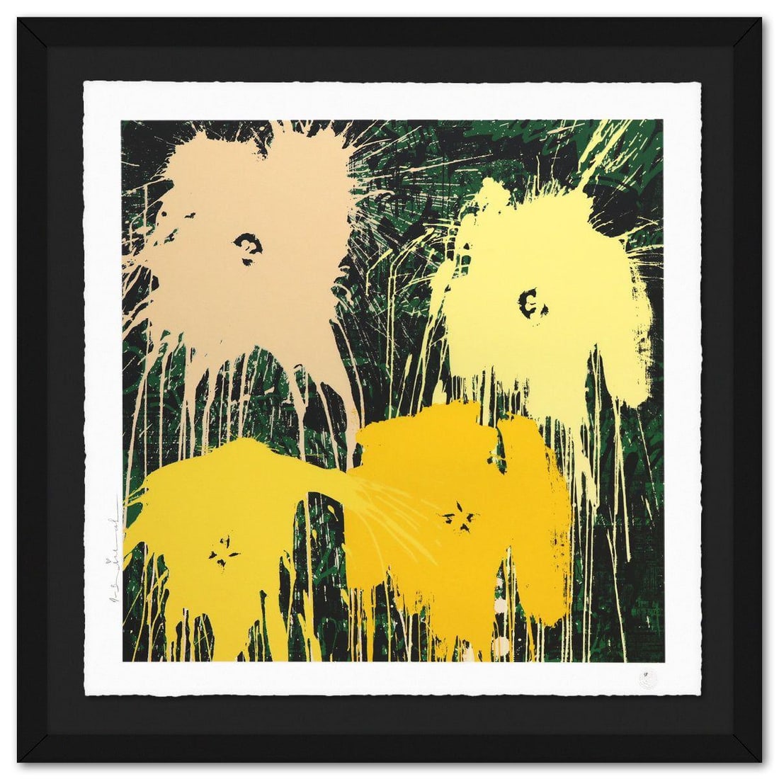 Mr Brainwash- Silkcreen on Paper "Flowarh$ - II (B), 2021": Artist: Mr Brainwash. Medium: Silkcreen on Paper. Title: Flowarh$ - II (B), 2021. Size: 24" x 24". Measures approx. 30" x 30" (framed). Signature: Hand signed and numbered. Certificate of