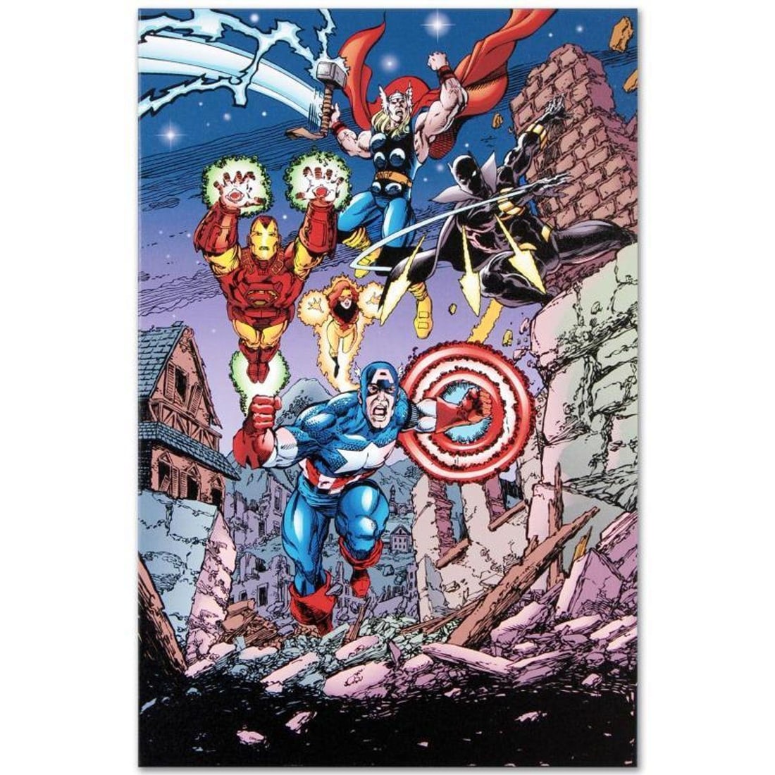 Marvel Comics "Avengers #21" Numbered Limited Edition Giclee on Canvas by George Perez with COA.: A piece of comic book history, this limited edition, from original art by George Perez, depicts the mighty Avengers. Puerto Rican artist George Perez gained renown within the industry by illustrating