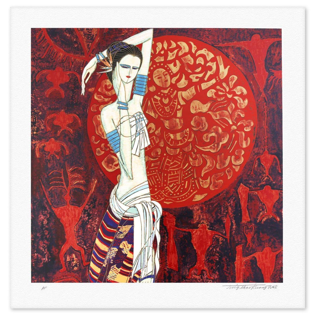 Ting Kuang- Silkscreen "June Bride": Artist: Ting Kuang. Medium: Silkscreen. Title: June Bride. Size: 31" x 31". Signature: Hand Signed and Numbered. Reference#: 80518.