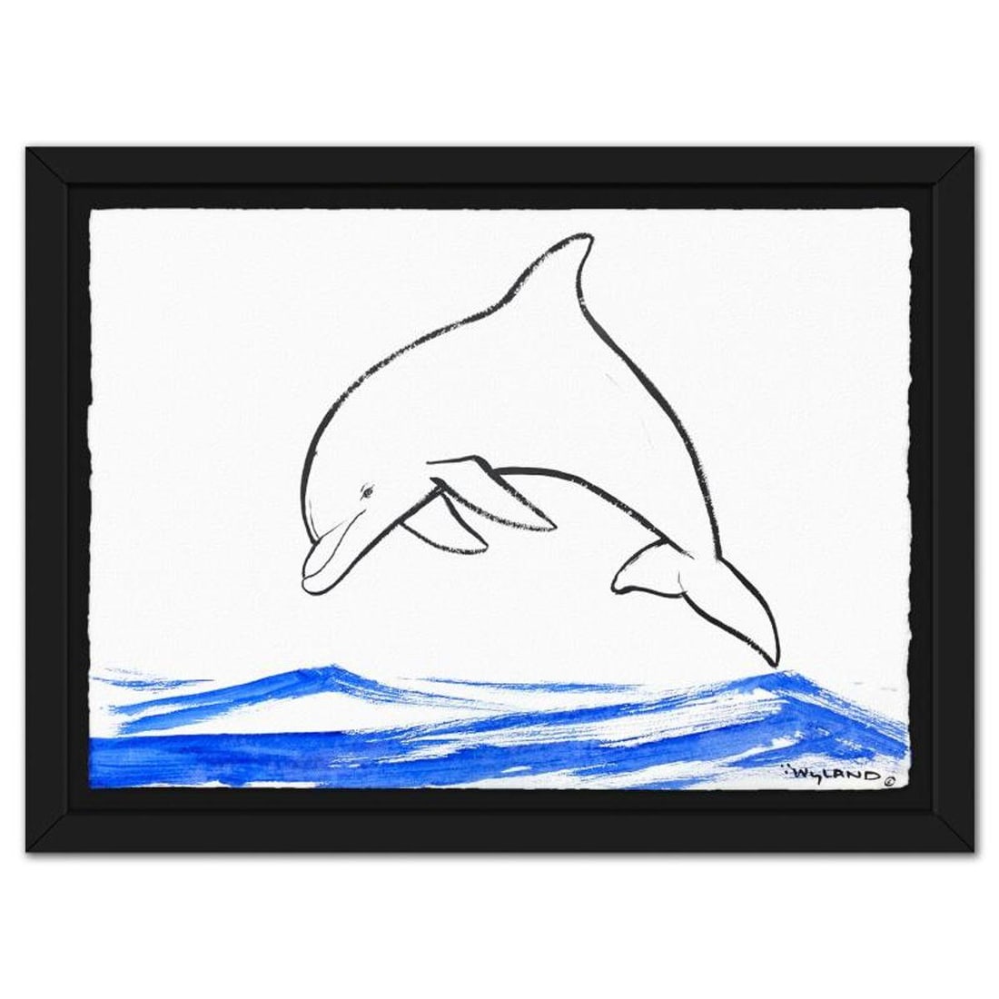 Wyland, "Dolphin" Framed Original Sumi Ink Painting, Hand Signed with Letter of Authenticity.: Dolphin is an original sumi ink painting on paper by Wyland, hand signed by the artist. This piece comes custom framed. Includes Letter of Authenticity. Measures approx. 36" x 46" (frame), 30" x 40" (