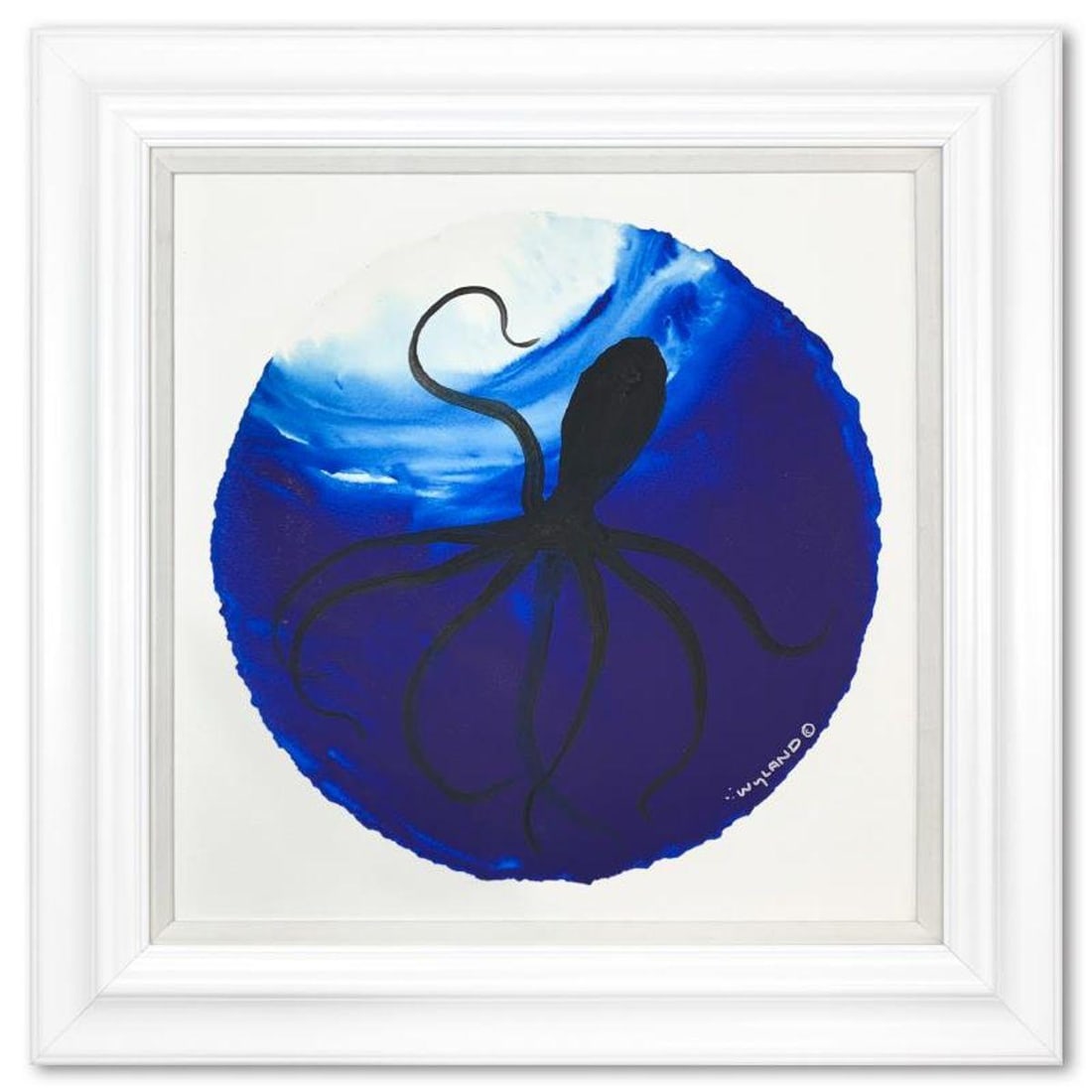 Wyland, "Octopus Swirl" Framed, Hand Signed Original Painting with Letter of Authenticity.: Octopus Swirl is an original painting, watercolor on deckle edge paper by Wyland. Hand signed by the artist, the piece comes custom framed and with a letter of authenticity. Measures approximately