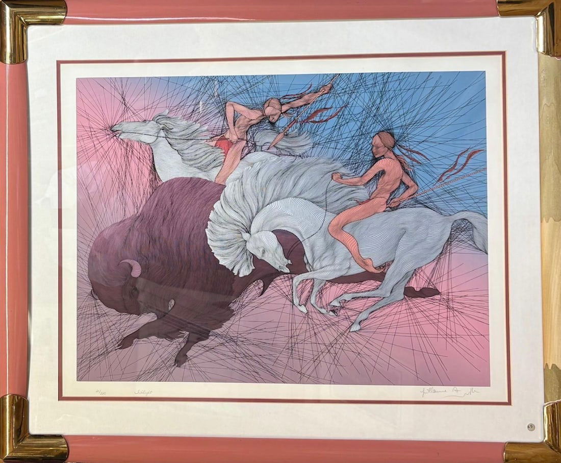 Guillaume Azoulay- Serigraph on paper: Artist: Guillaume Azoulay. Medium: Serigraph on paper. Measures approx. 28" x 38" (framed). Signature: Hand signed and numbered. Additional: Art in good condition. Frame shows signes of use sold as is