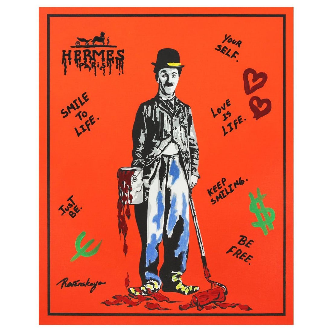 Nastya Rovenskaya- Mixed Media "Fresh Paint": Artist: Nastya Rovenskaya. Medium: Mixed Media. Title: Fresh Paint. Size: 30" x 24". Signature: Hand Signed. Certificate of Authenticity: Is included. Reference#: 44404.