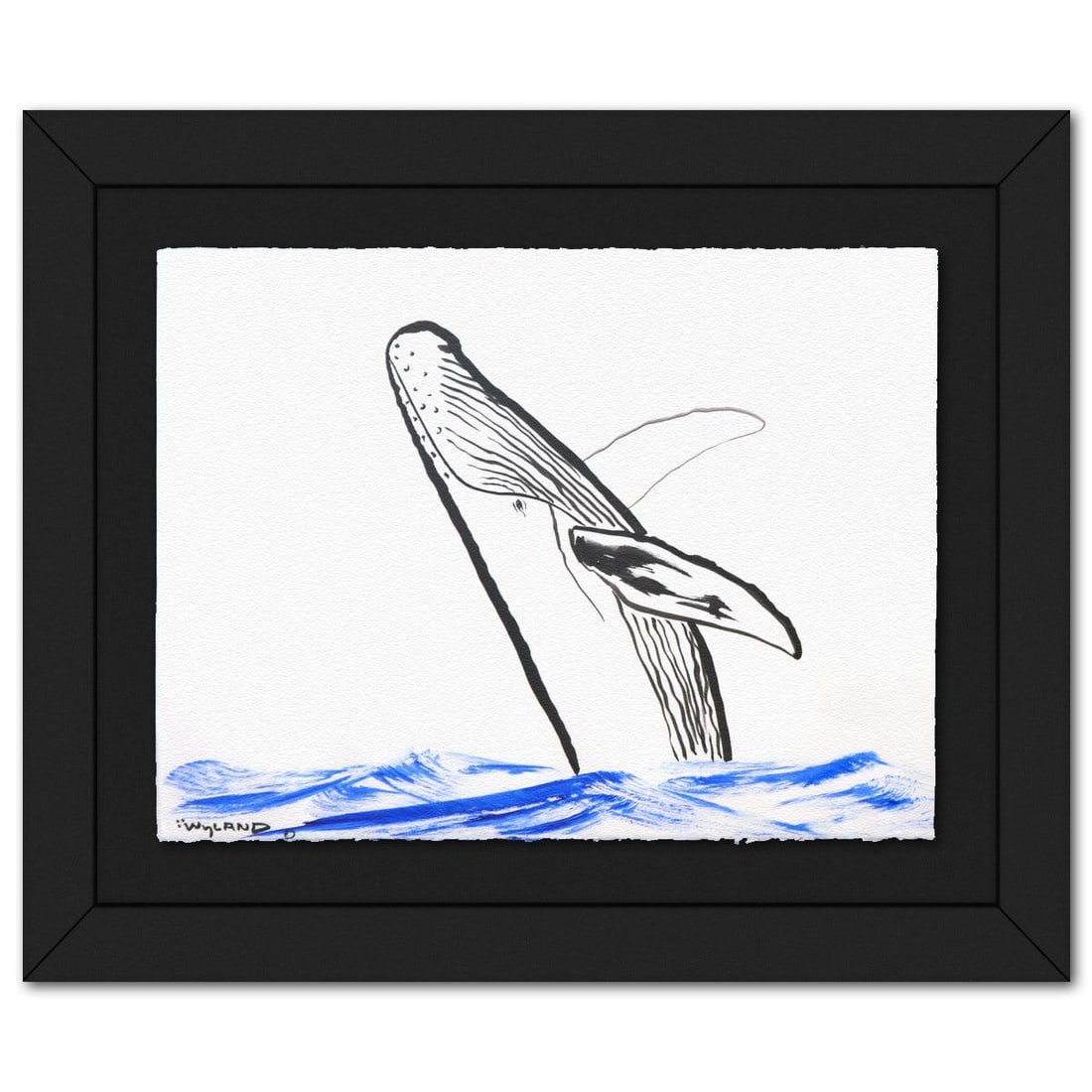 Wyland- Original Sumi Ink Painting "Humpback": Artist: Wyland. Medium: Original Sumi Ink Painting. Title: Humpback. Size: 23" x 30". Measures approx. 33" x 40" (framed). Signature: Hand signed by the artist. Certificate of Authenticity: Is