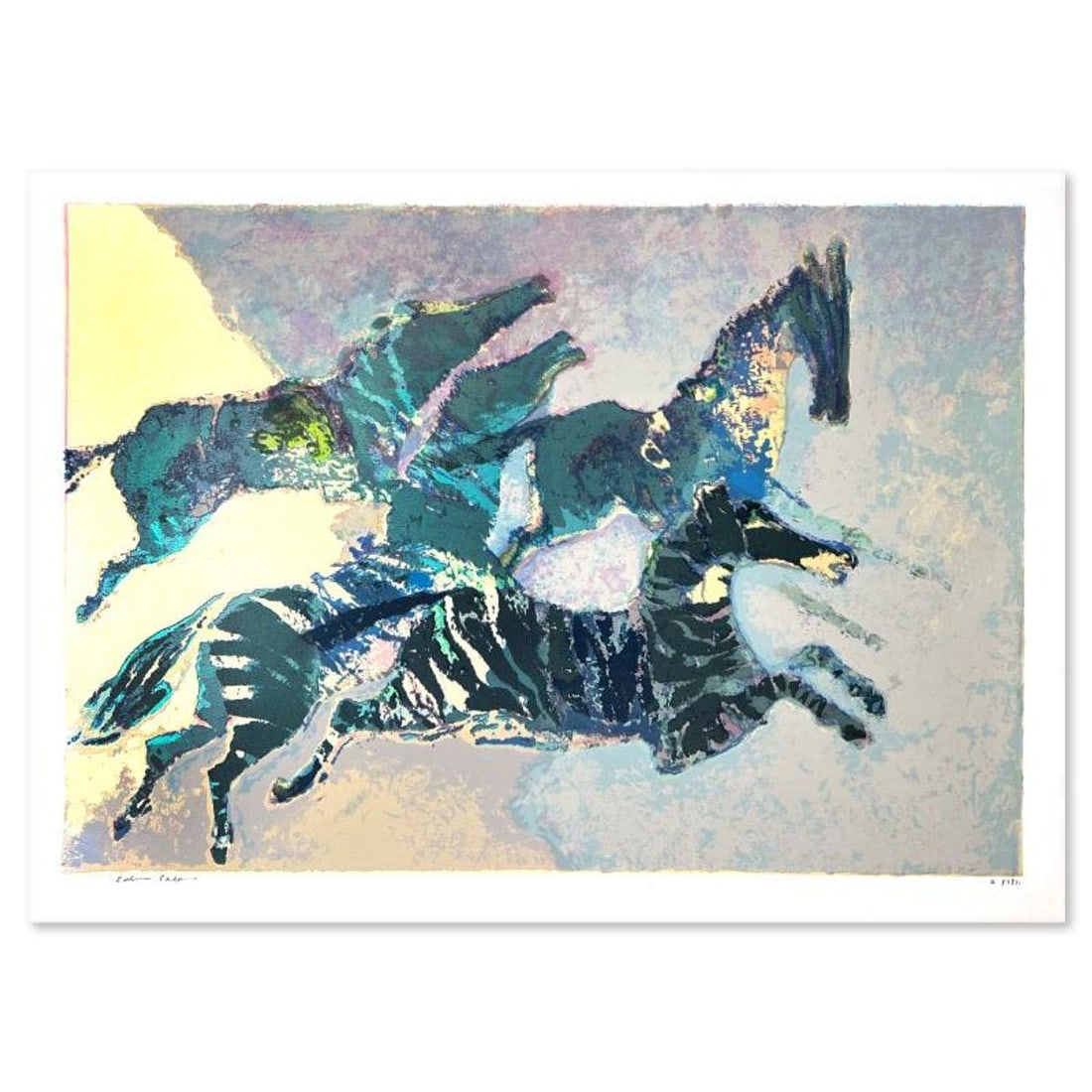 Edwin Salomon (1935-2014), Limited Edition Serigraph, Hand Signed and Numbered; Letter of: This is a limited edition serigraph on paper by Edwin Salomon (1935-2014). The piece comes hand signed by the artist, numbered, and with a letter of authenticity. Measures approximately 19" x 27". Ref