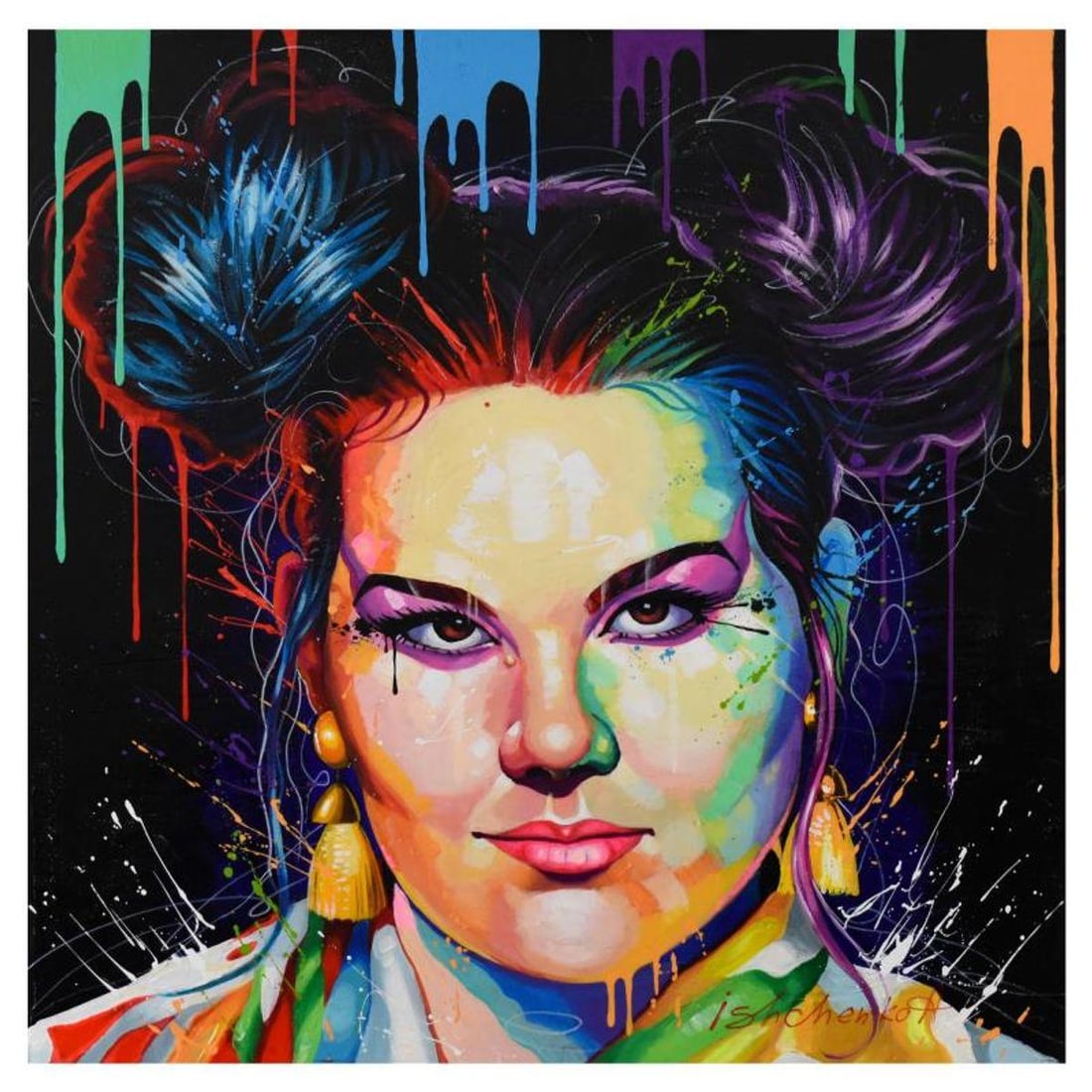 Alexander Ishchenko, Original Acrylic Painting on Canvas, Hand Signed with Letter Authenticity.: This is an original acrylic painting on canvas by Alexander Ishchenko, hand signed by the artist. Includes Letter of Authenticity. Measures approx. 32" x 32" (image).