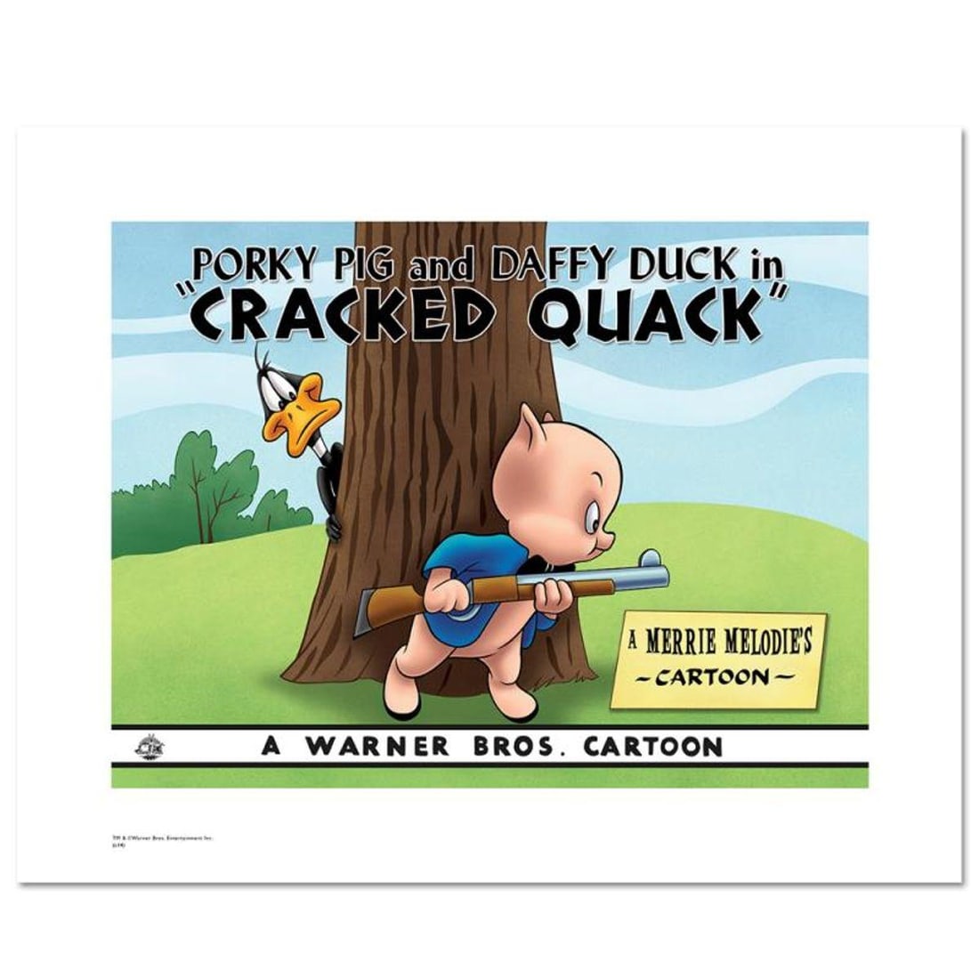Cracked Quack Numbered Limited Edition Giclee from Warner Bros. with Certificate of Authenticity.: Cracked Quack is a limited edition giclee on paper from Warner Bros. featuring iconic Looney Tunes characters. The art was taken from an original Lobby Card used to promote "Cracked Quack" released in