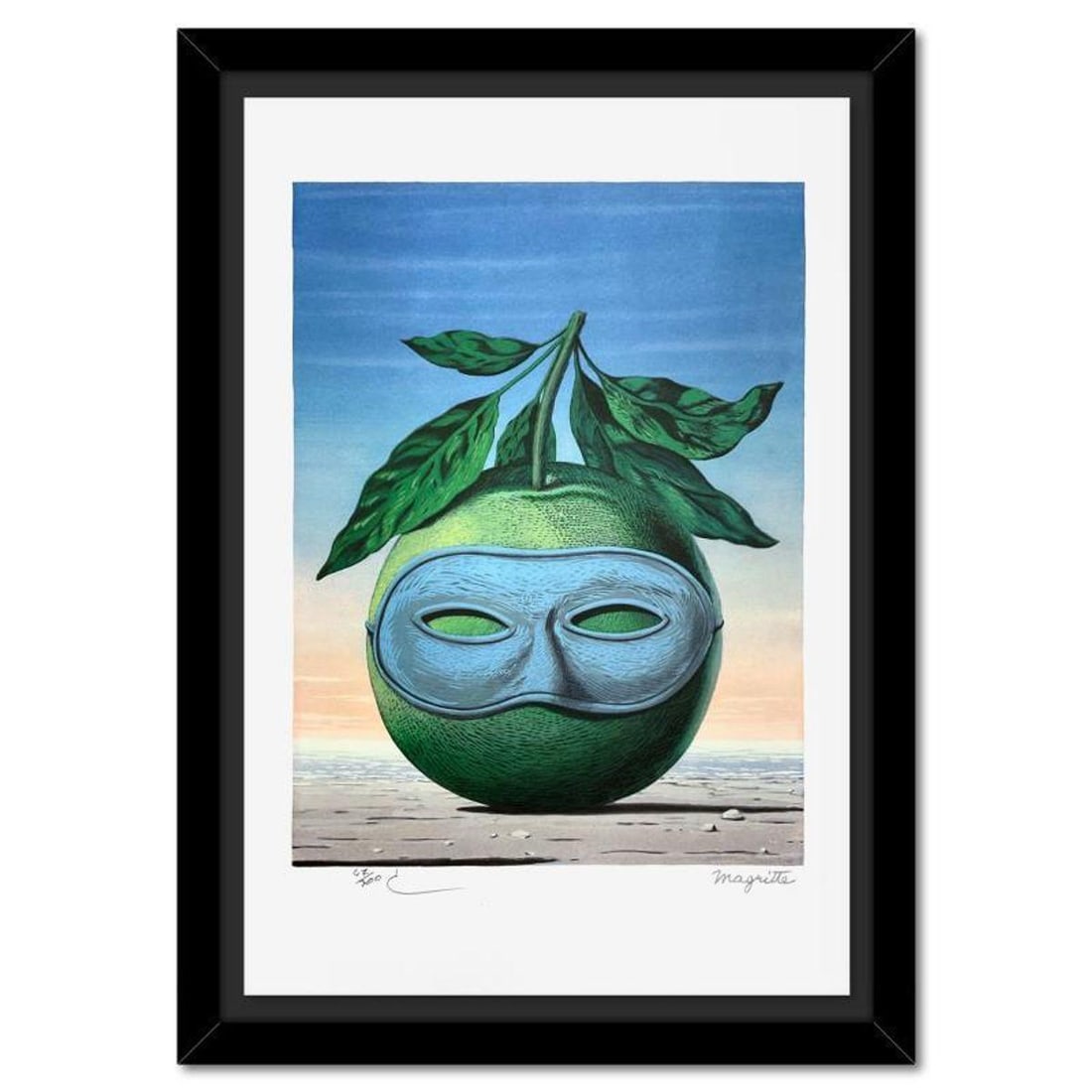 Rene Magritte 1898-1967 (After), "Souvenir de Voyage" Framed Limited Edition Lithograph, Estate: Souvenir de Voyage is a limited edition lithograph by Rene Magritte (1898-1967). This piece is numbered 67/300 and bears the dry stamps of the Magritte Foundation & ADAGP (Society of Authors in the