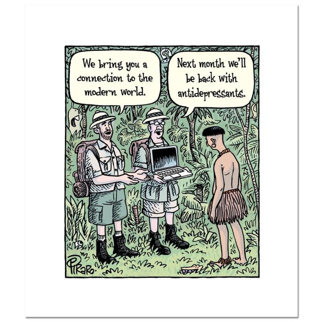 Bizarro, "Modern World" Numbered Limited Edition Hand Signed by Creator Dan Piraro; Letter of: Modern World is a limited edition giclee on paper by Dan Piraro, creator of the critically acclaimed and award winning comic strip, Bizarro, numbered and hand signed by the artist. Includes Letter of