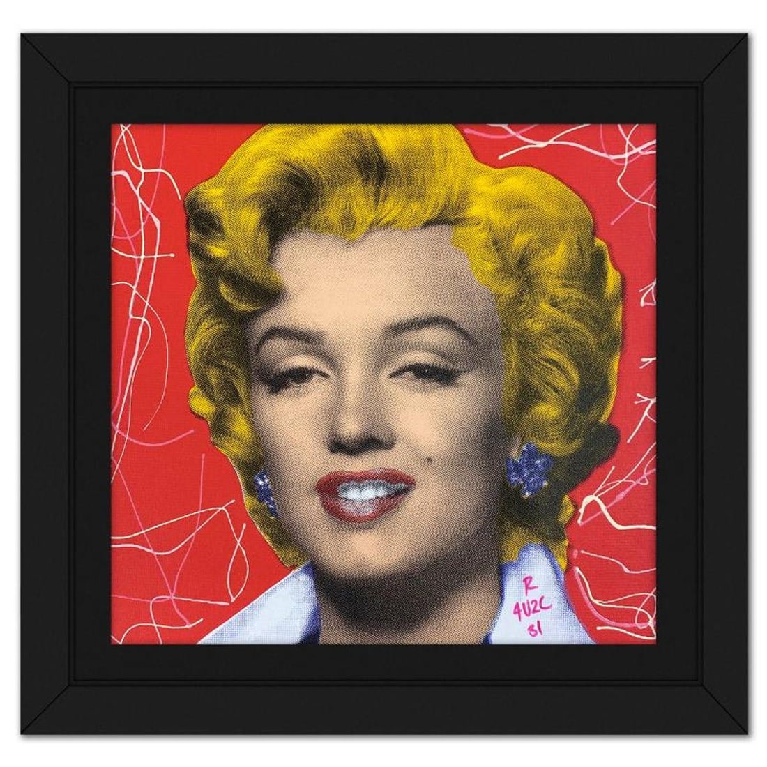 Ringo Daniel Funes, "Marilyn Classic" Framed One-of-a-Kind Mixed Media on Canvas, Hand Signed with (1 of 2)