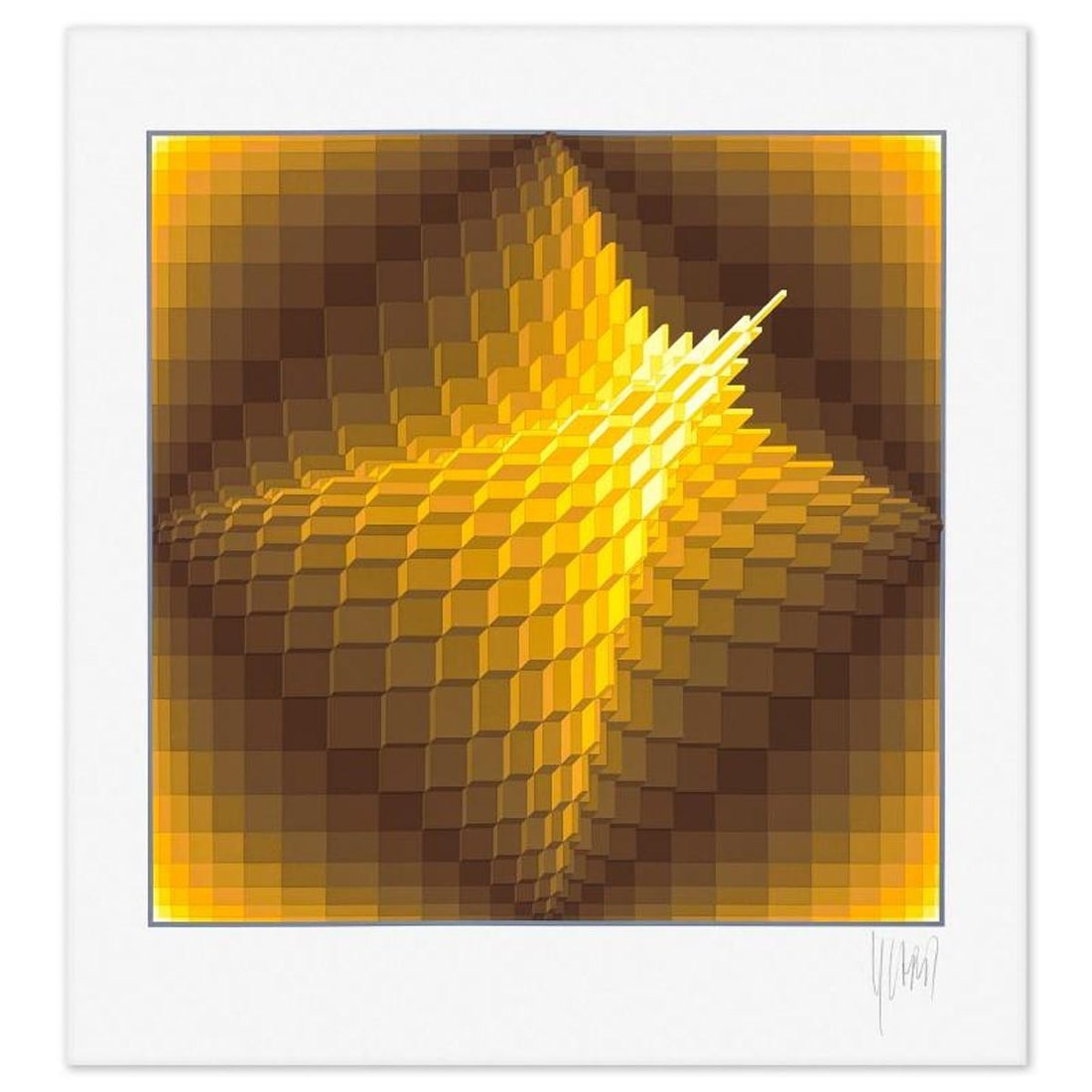 Yvaral, "Star" Limited Edition Serigraph, Numbered and Hand Signed with Letter of Authenticity: Star is a limited edition serigraph on paper by Yvaral, numbered and hand signed with a Letter of Authenticity. Measures approx. 25" x 23.5" (border), 19" x 19" (image). Reference#: 94108.