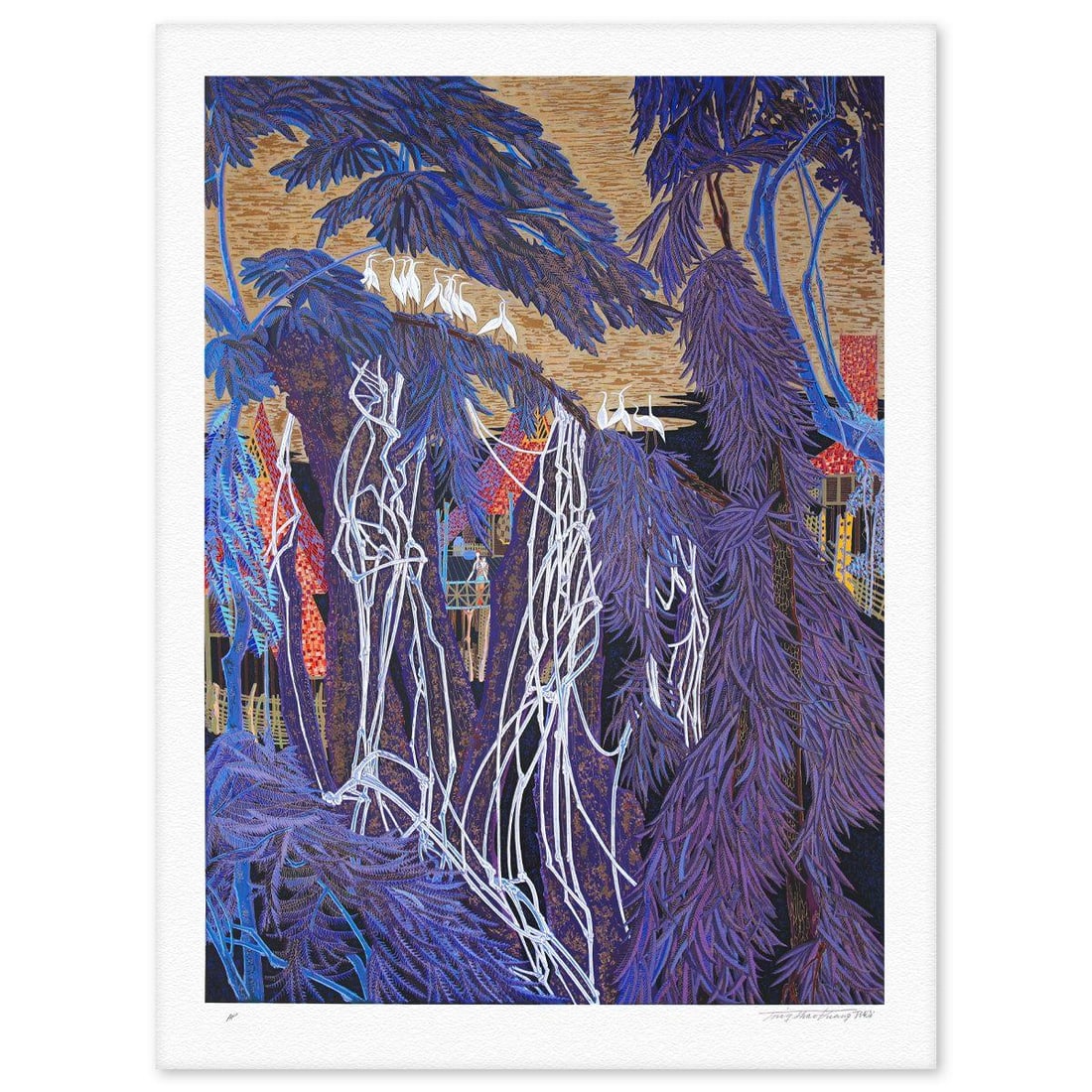 Ting Kuang- Silkscreen "Mysterrious Xixhuanbanna Rice Paper": Artist: Ting Kuang. Medium: Silkscreen. Title: Mysterrious Xixhuanbanna Rice Paper. Size: 47" x 37". Signature: Hand signed and numbered. Reference#: 74868.