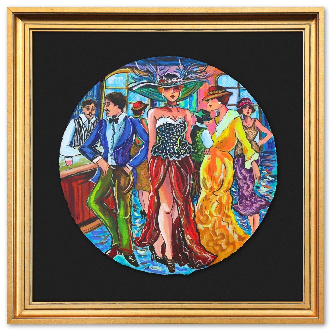 Patricia Govezensky- Original Watercolor "Electric Dusk": Artist: Patricia Govezensky. Medium: Original Watercolor. Title: Electric Dusk. Size: 16" x 16". Measures approx. 23" x 23" (framed). Signature: Hand signed. Certificate of Authenticity: Is included.