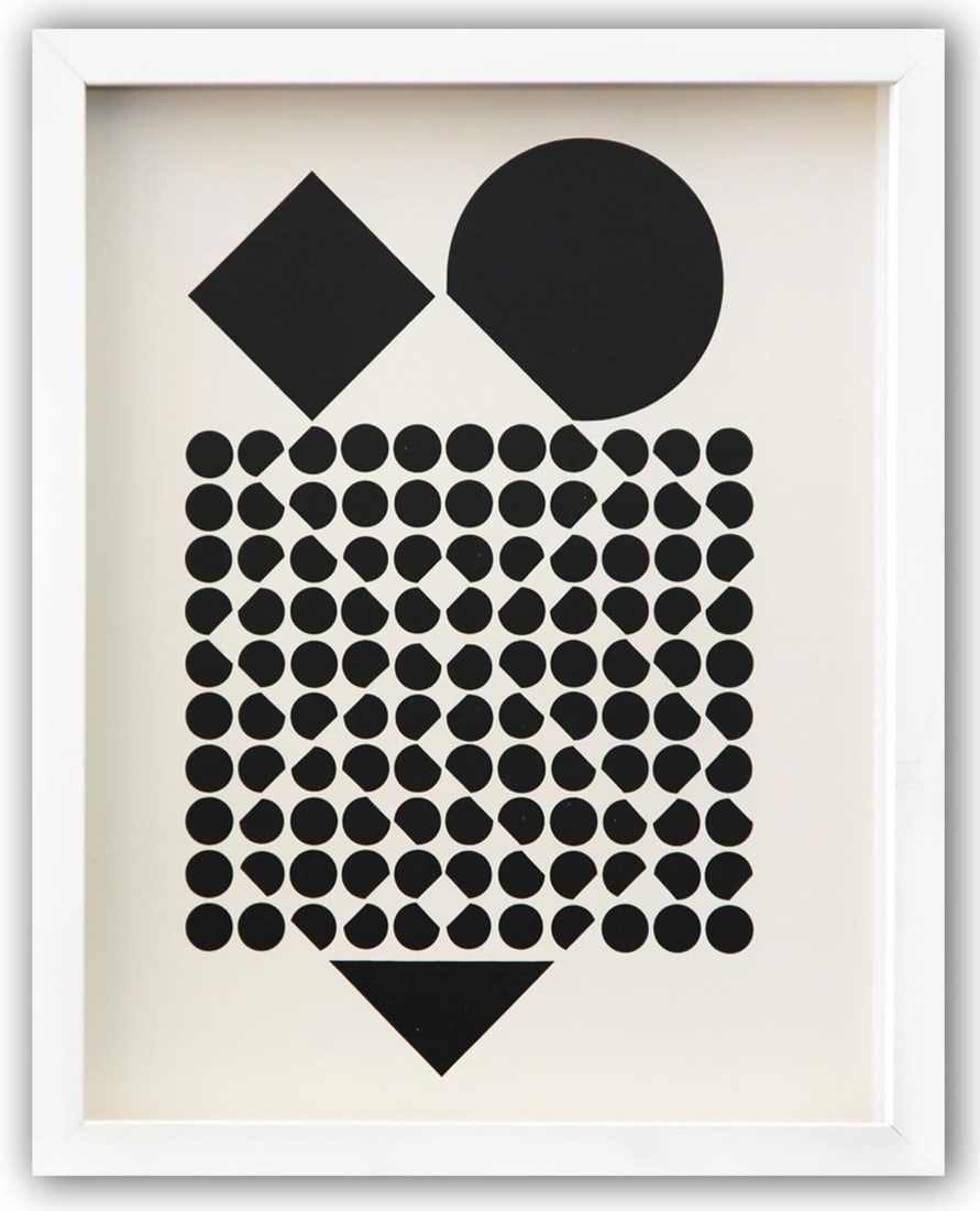 Victor Vasarely- Heliogravure Print "Untitled": Artist: Victor Vasarely. Medium: Heliogravure Print. Title: Untitled. Size: 14" x 11". Measures approx. 15" x 12" (framed). Additional: Custom Framed. Reference#: 21594.