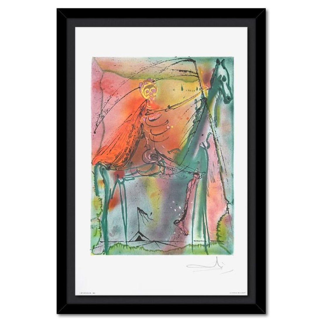 Salvador Dali (1904-1989), "Le Cheval de la Mort (Horse of Death)" Framed Limited Edition Lithograph: Le Cheval de la Mort (Horse of Death) is a limited edition lithograph by Salvador Dali (1904-1989), bearing the plate signature of the artist. This piece was published by Armand & Georges Israel in 19