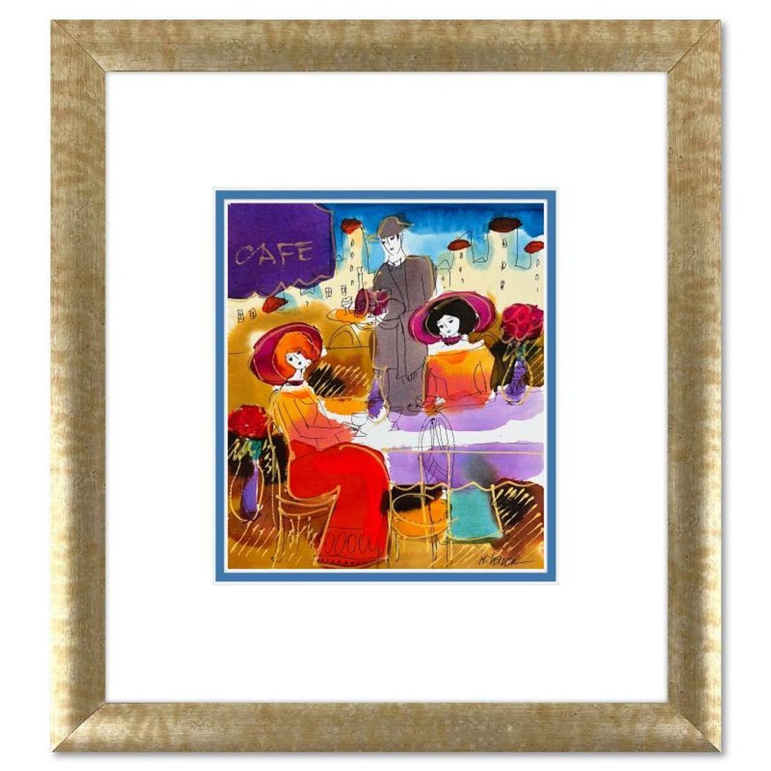 Moshe Leider, Framed Original Mixed Media Watercolor Painting, Hand Signed with Letter of (1 of 2)