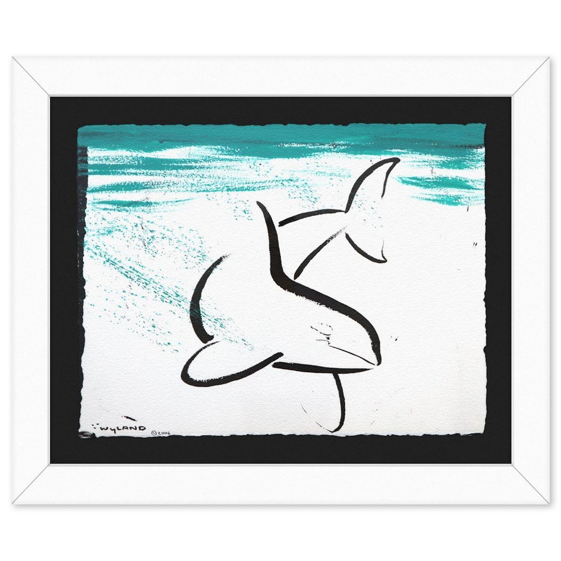 Wyland- Original Sumi Ink Painting "Orca Sea World": Artist: Wyland. Medium: Original Sumi Ink Painting. Title: Orca Sea World. Size: 23" x 30". Measures approx. 33" x 40" (framed). Signature: Hand signed. Certificate of Authenticity: Is included. Refer