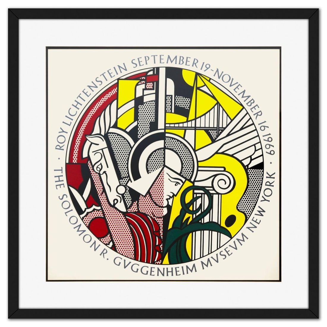 Roy Lichtenstein- Offset Lithograph "Guggenheim Museum": Artist: Roy Lichtenstein. Medium: Offset Lithograph. Title: Guggenheim Museum. Size: 27" x 27". Measures approx. 36" x 36" (framed). Reference#: 26383.