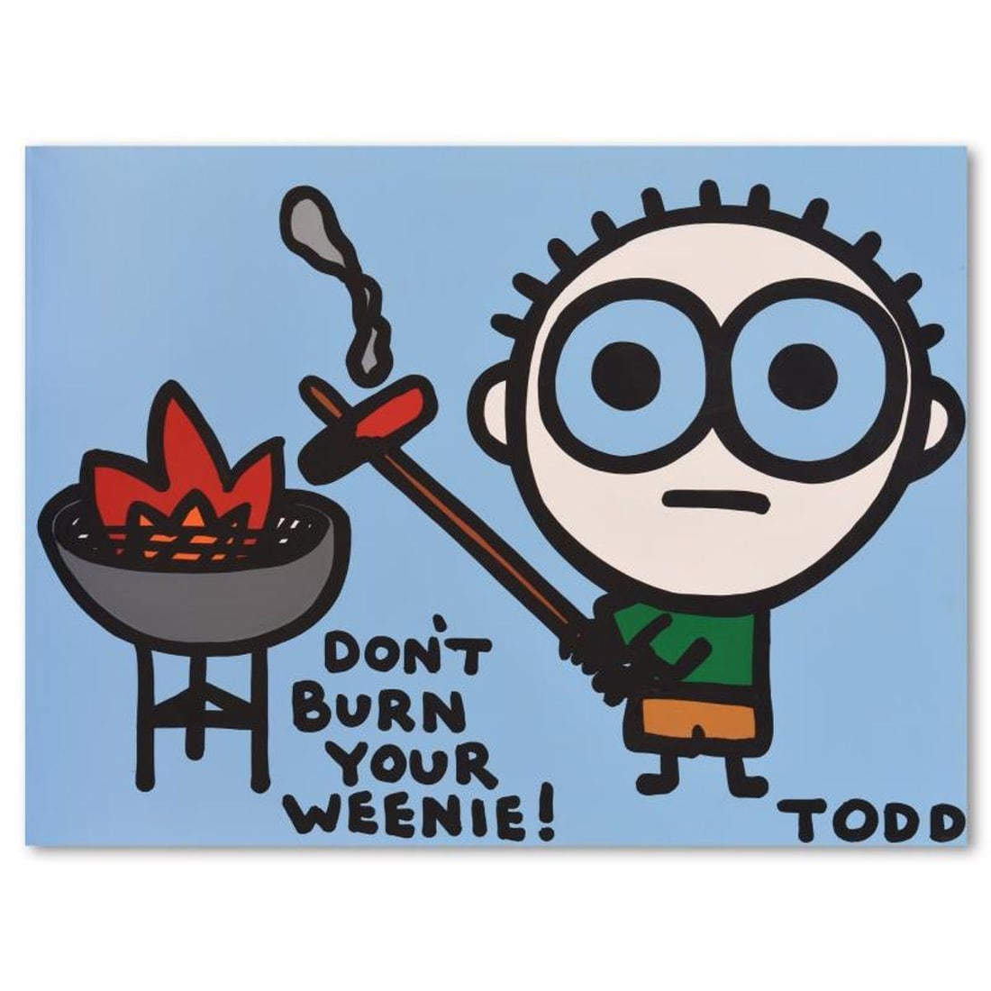 Todd Goldman, "Burnt Weenie" Original Acrylic Painting on Gallery Wrapped Canvas (48" x 36"), Hand: Burnt Weenie is an original acrylic painting on gallery wrapped canvas by Todd Goldman, hand signed by the artist. Includes Letter of Authenticity. Measures approx. 48" x 36" (image). Due to the way t