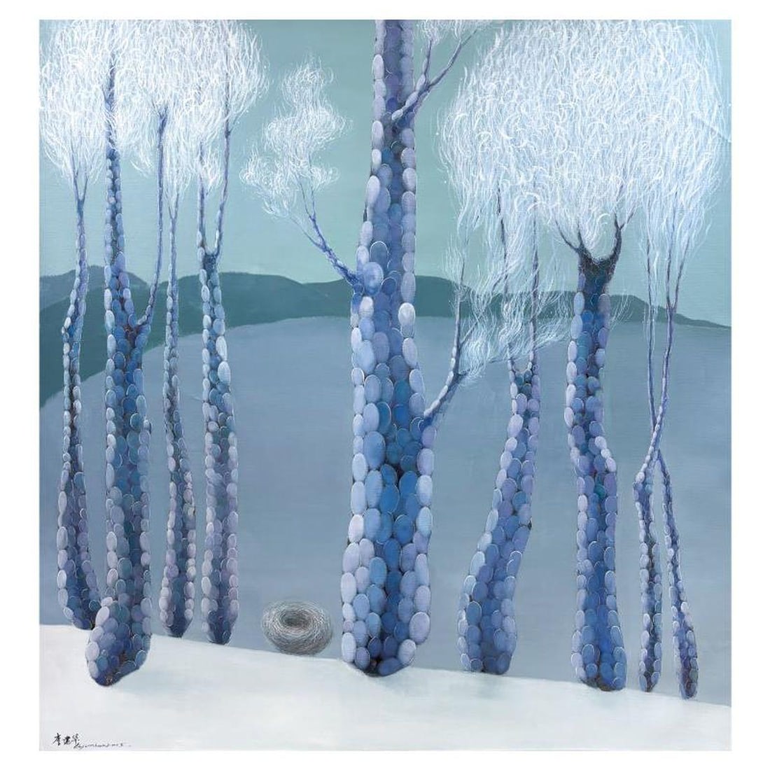 Li Jian Hua, "A Silent Pause" Original Oil Painting on Canvas, Hand Signed with Letter of: A Silent Pause is an original oil painting on canvas by Li Jian Hua, hand signed by the artist. Includes Letter of Authenticity. Measures approx. 63" x 60" (image).