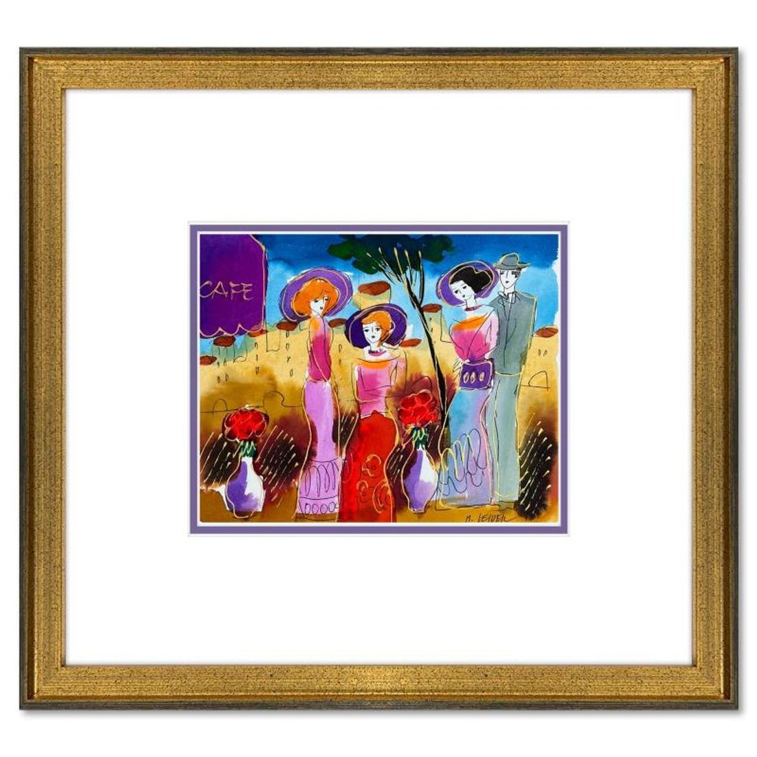 Moshe Leider, Framed Original Mixed Media Watercolor Painting, Hand Signed with Letter of: This is an original mixed media watercolor painting on paper by Moshe Leider. Hand signed by the artist, this piece comes custom framed and includes a Letter of Authenticity. Measures approximately