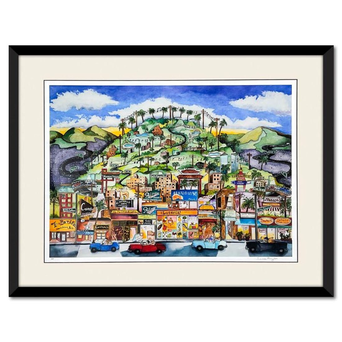 Linnea Pergola, "I Love LA" Framed Limited Edition from an AP Edition, Hand Signed with Letter of: I Love LA is a limited edition giclee on paper by Linnea Pergola. The piece is designated from an AP edition, hand signed by the artist, and comes framed. Includes Letter of Authenticity. Measures