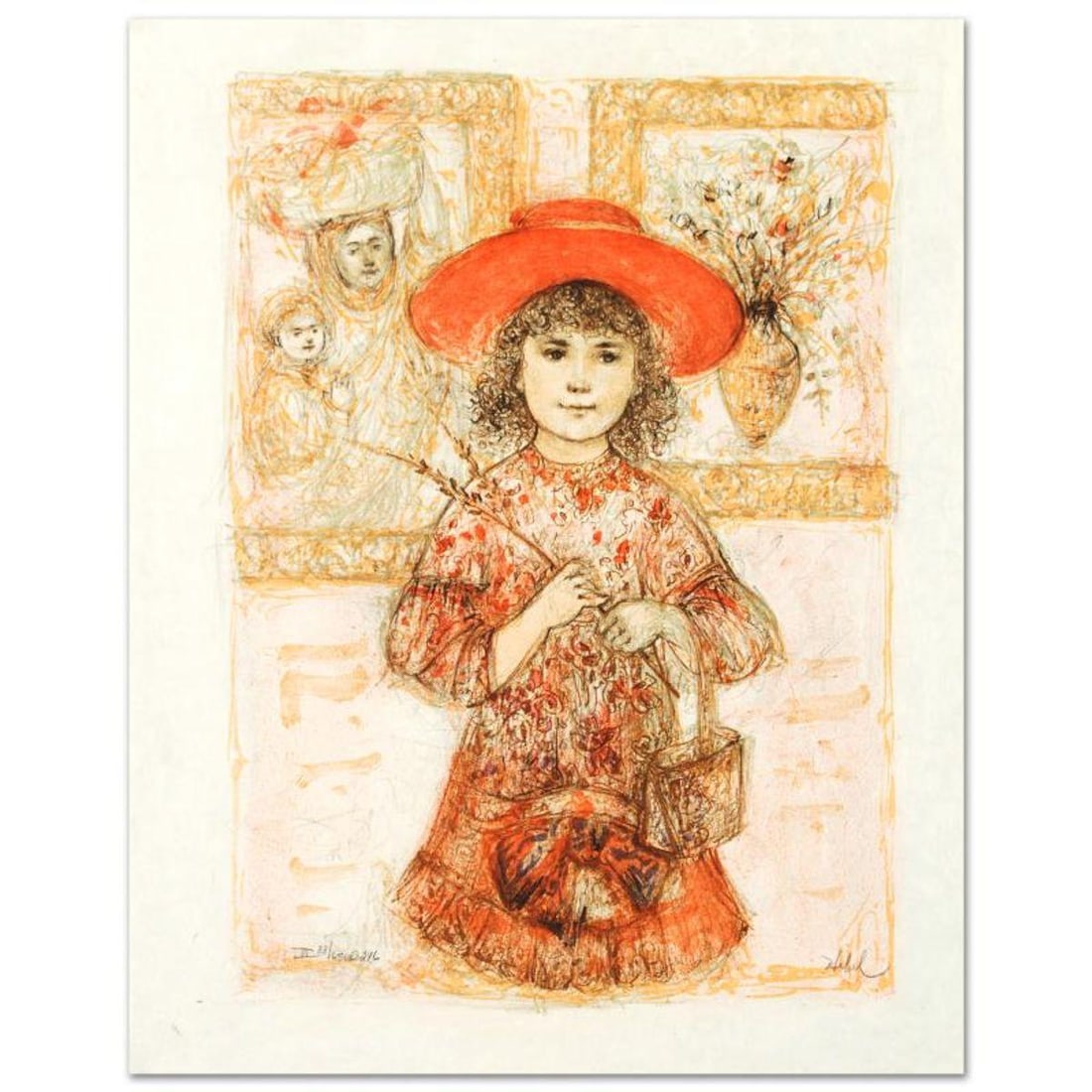 Wendy the Youngest Docent Limited Edition Lithograph by Edna Hibel (1917-2014), Numbered and Hand: Wendy the Youngest Docent is a limited edition lithograph on rice paper, numbered and hand signed by Edna Hibel (1917-2014). Includes Certificate of Authenticity! Measures approx. 20" x 26" (with