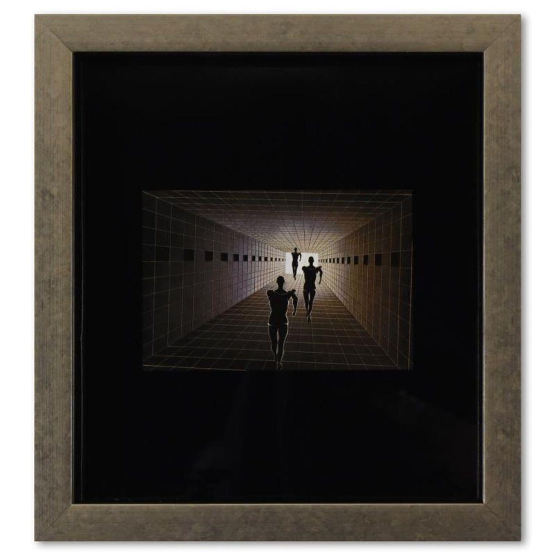 Victor Vasarely (1908-1997), "Etude De Perspective de la serie Graphismes 1" Framed 1977: Etude De Perspective de la serie Graphismes 1 is a heliogravure print on paper, published in 1977, by Victor Vasarely (1908-1997). This piece comes custom framed, with a letter of authenticity and