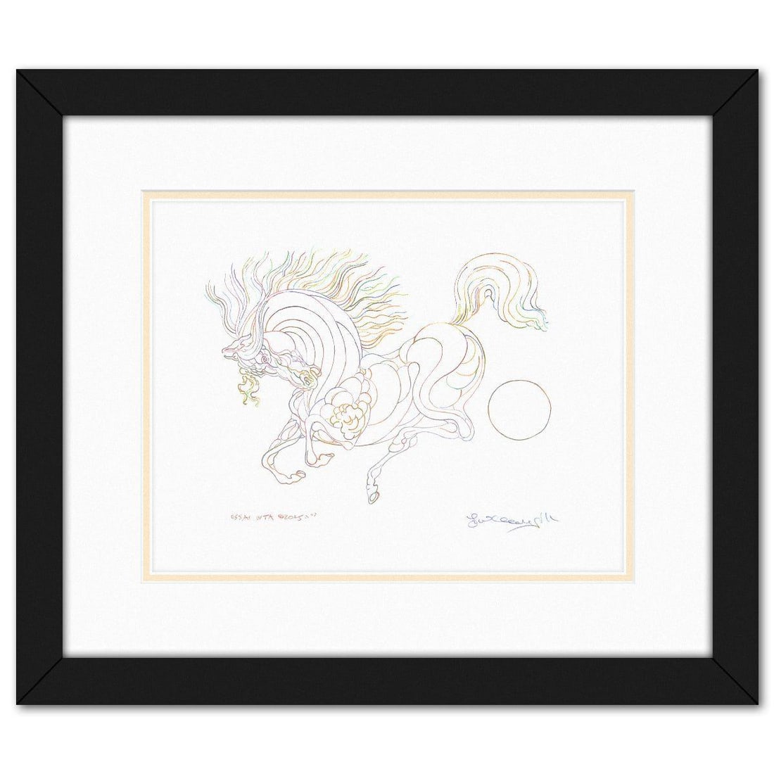 Guillaume Azoulay- Original Drawing "ESSAI WTA": Artist: Guillaume Azoulay. Medium: Original Drawing. Title: ESSAI WTA. Size: 11" x 14". Measures approx. 18.5" x 21.5" (framed). Signature: Hand signed. Certificate of Authenticity: Is included. Refer