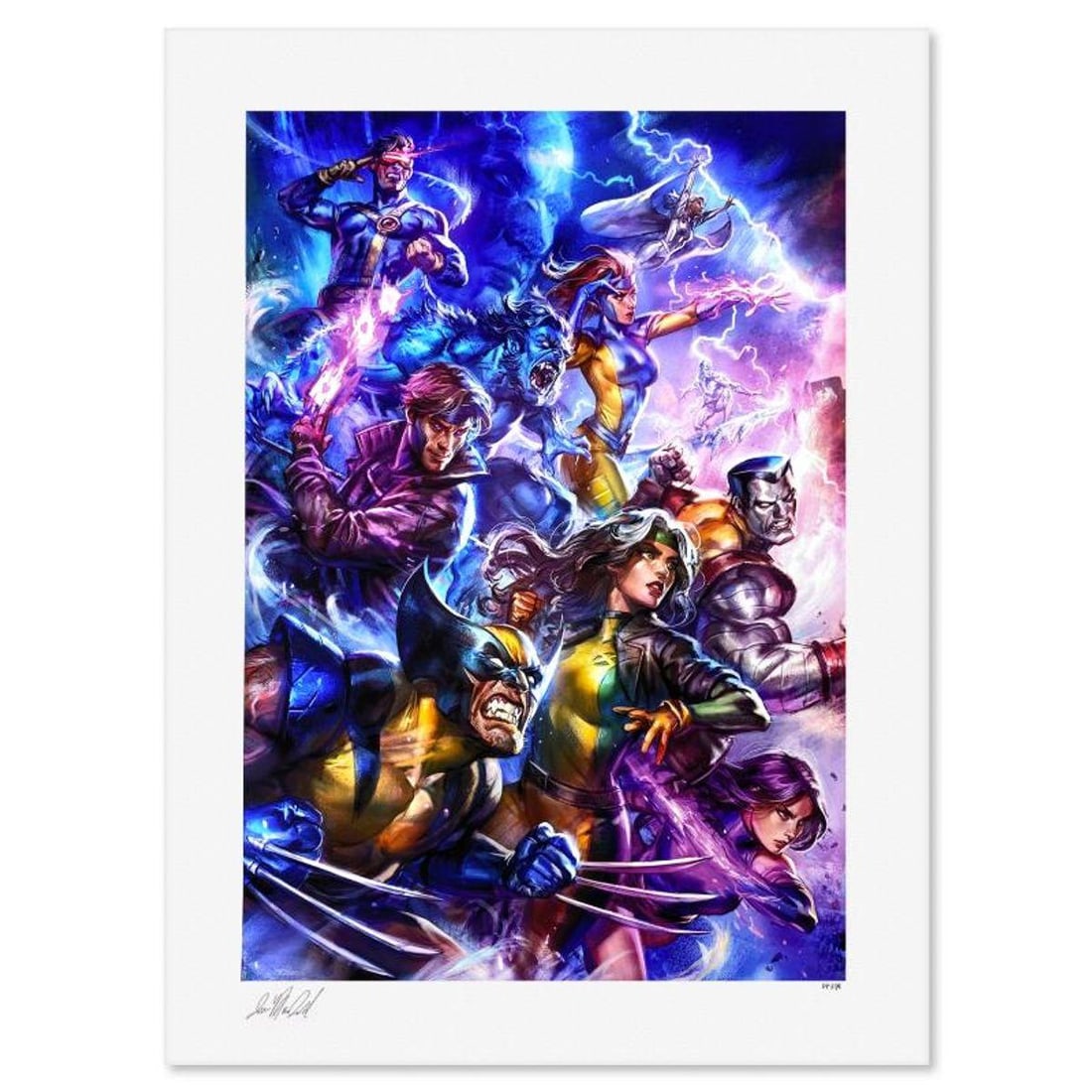 Marvel Comics & Ian MacDonald, "The X-Men" Limited Edition, PP Numbered 3/4 and Signed with Letter: The X-Men is a limited edition giclee on paper from Marvel Comics and Ian MacDonald, PP numbered 3/4 and bearing the authorized signature of the artist. Includes Letter of Authenticity. Measures appro