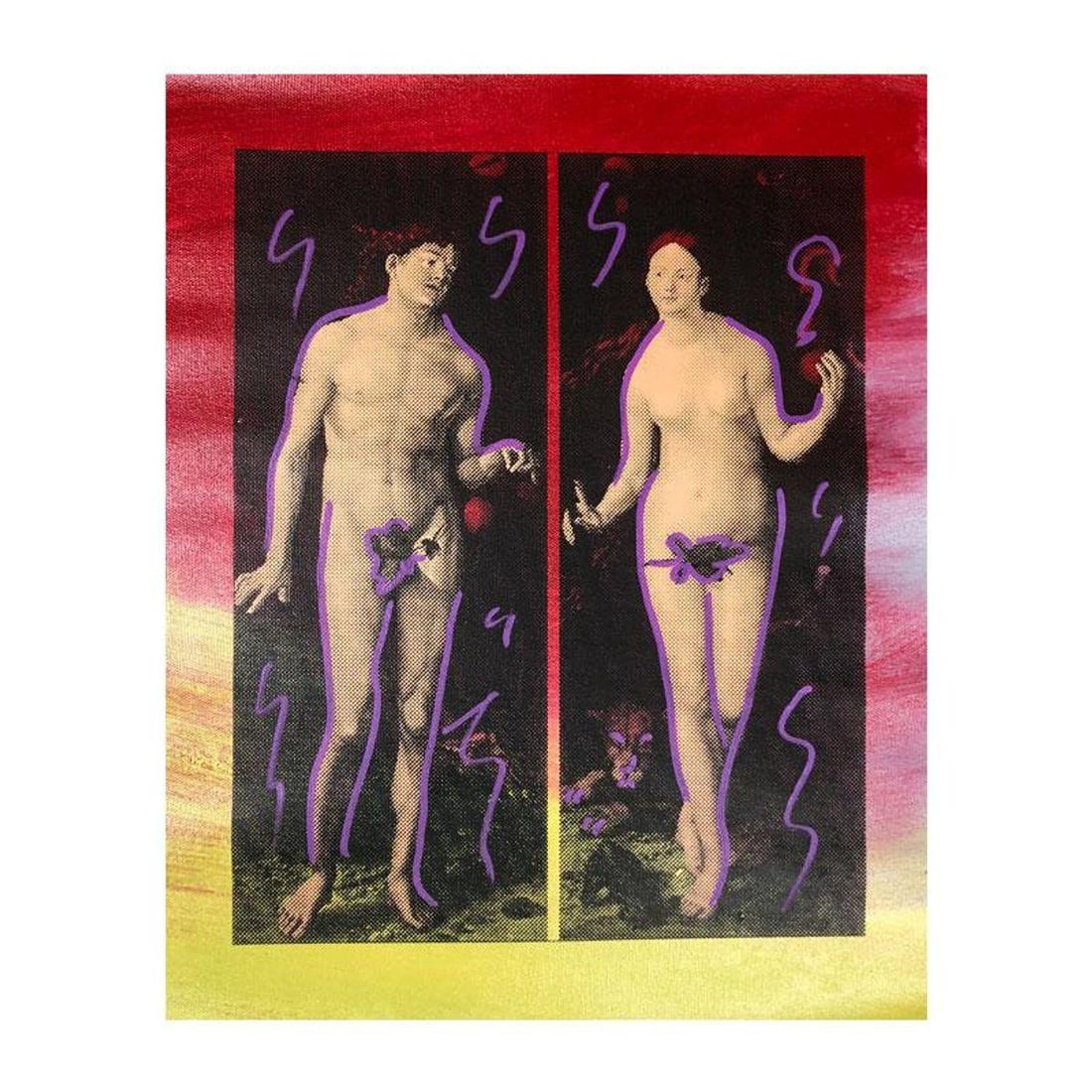Steve Kaufman (1960-2010), "Adam and Eve" Hand Signed and Numbered Limited Edition Hand Pulled (1 of 2)