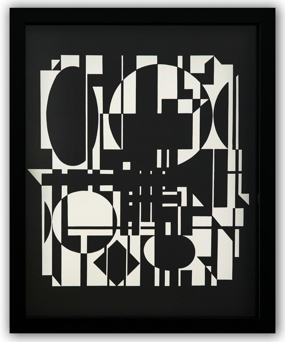 Victor Vasarely- Heliogravure Print "Untitled": Artist: Victor Vasarely. Medium: Heliogravure Print. Title: Untitled. Size: 13" x 10". Measures approx. 15" x 12" (framed). Additional: Custom Framed. Reference#: 21539.