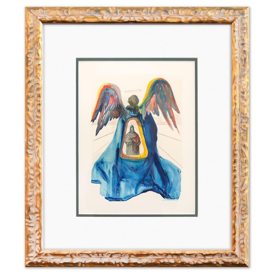 Salvador Dali- Original Color Woodcut on B.F.K. Rives Paper "Purgatory 33": Artist: Salvador Dali. Medium: Original Color Woodcut on B.F.K. Rives Paper. Title: Purgatory 33. Size: 13" x 10". Measures approx. 21" x 18" (framed). Certificate of Authenticity: Is included.