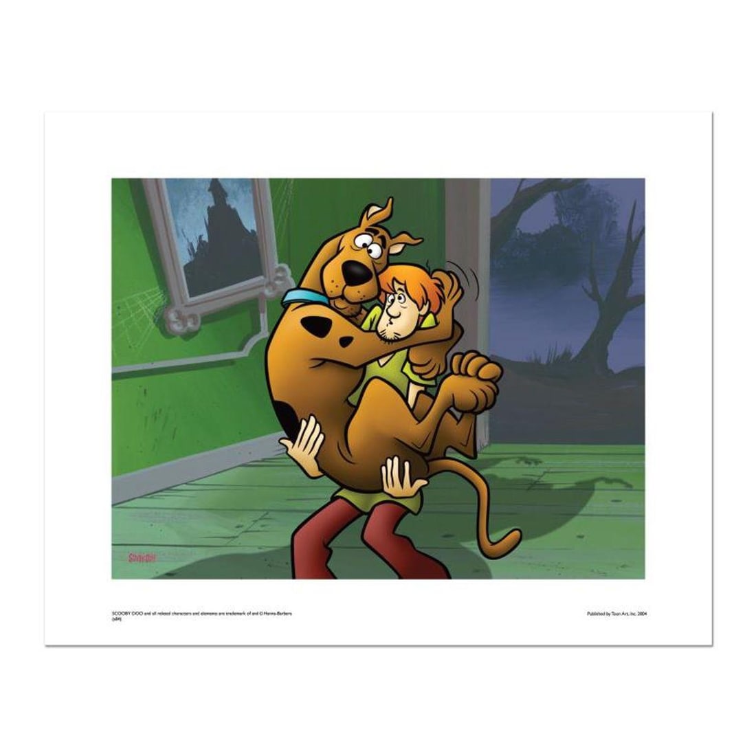 Scooby and Shaggy-Best Friends Numbered Limited Edition Giclee from Hanna-Barbera with Certificate: Scooby and Shaggy-Best Friends is a limited edition giclee on paper from Hanna-Barbera featuring iconic Scooby Doo characters. It comes numbered, with hologram seal, and a Certificate of