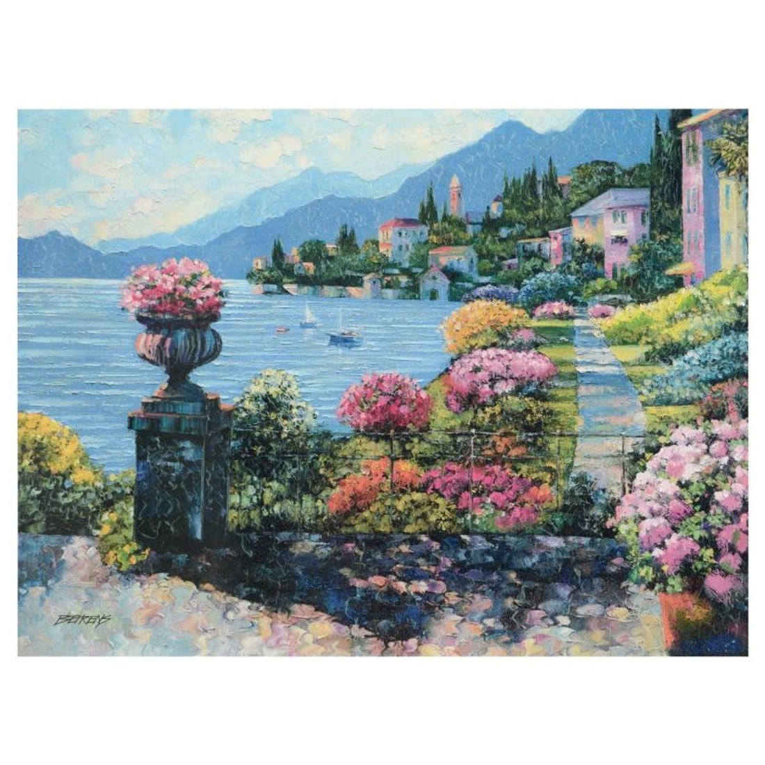 Howard Behrens (1933-2014), "Varenna Morning" Limited Edition on Canvas, Numbered and Signed with: Varenna Morning is a limited edition giclee on canvas by Howard Behrens (1933-2014), numbered and bearing the authorized signature of the artist. This piece is from Behrens' Legacy Edition. Includes C