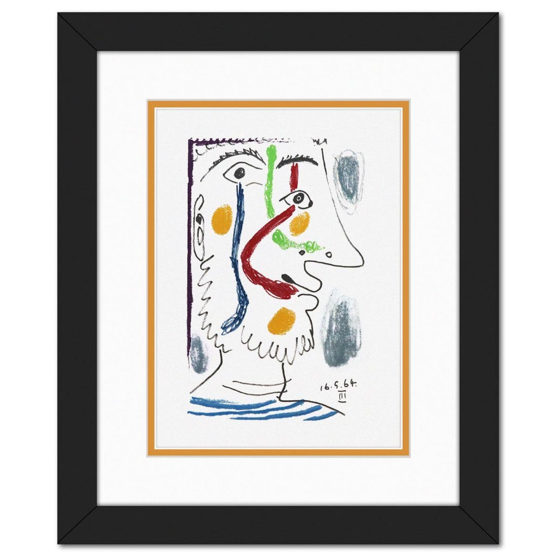 After Pablo Picasso- Lithograph on Arches paper "Le Gout du Bonheur 10": Artist: After Pablo Picasso. Medium: Lithograph on Arches paper. Title: Le Gout du Bonheur 10. Size: 11" x 8". Measures approx. 16.5" x 13.5" (framed). Certificate of Authenticity: Is included. Refere