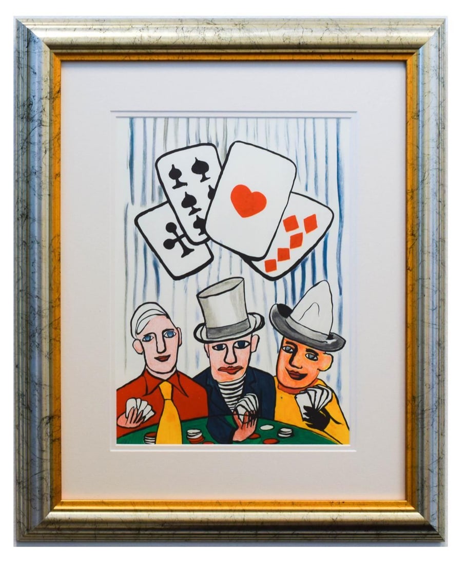 Alexander Calder- Lithograph "DLM212 - Joueurs de cartes I": Artist: Alexander Calder. Medium: Lithograph. Title: DLM212 - Joueurs de cartes I. Size: 15" x 11". Measures approx. 23.5" x 19" (framed). Certificate of Authenticity: Is included. Additional: Year :