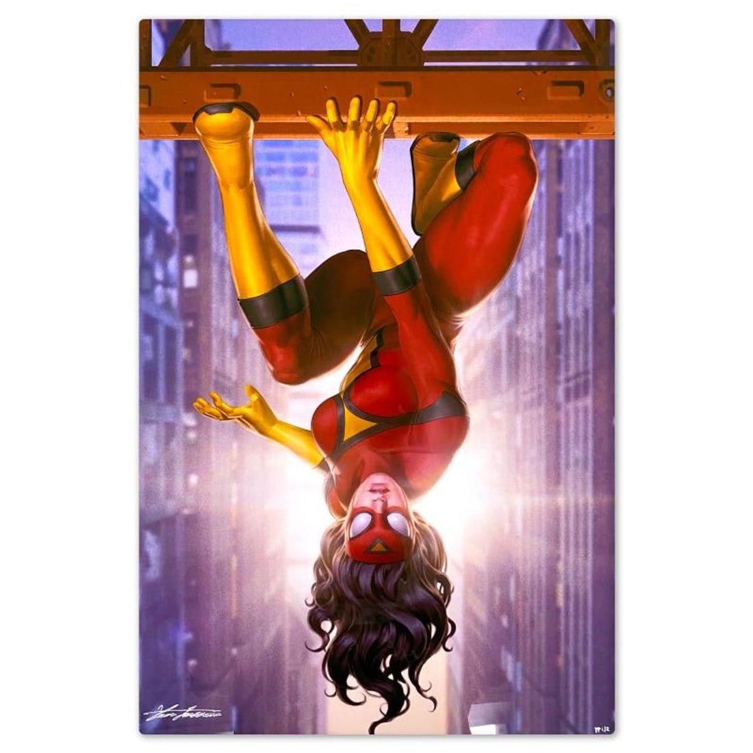 Marvel Comics & Junggeun Yoon, "Spider-Woman" Limited Edition on Aluminum, PP Numbered 1/2 and: Spider-Woman is a limited edition giclee on aluminum from Marvel Comics and Junggeun Yoon, PP numbered 1/2 and bearing the authorized signature of the artist. Includes Letter of Authenticity. Measures
