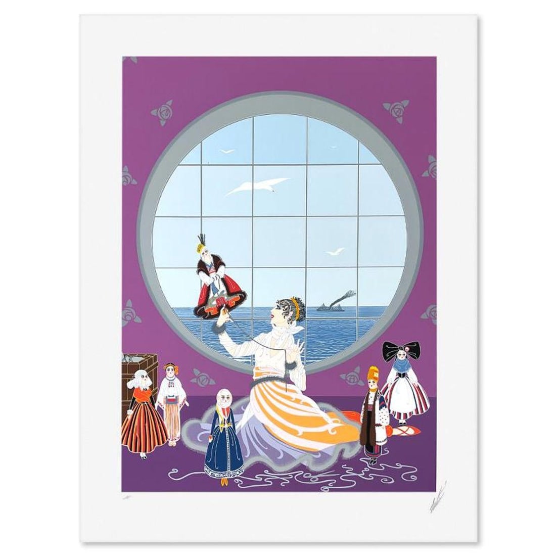 Erte (1892-1990), "Les Poupees Russe" Limited Edition Serigraph from an AP Edition, Hand Signed with: Les Poupees Russe is a limited edition serigraph from an AP edition on paper by Erte (1892-1990), hand signed by the artist. Includes Letter of Authenticity. Measures approx. 30.5" x 23" (border), 25"