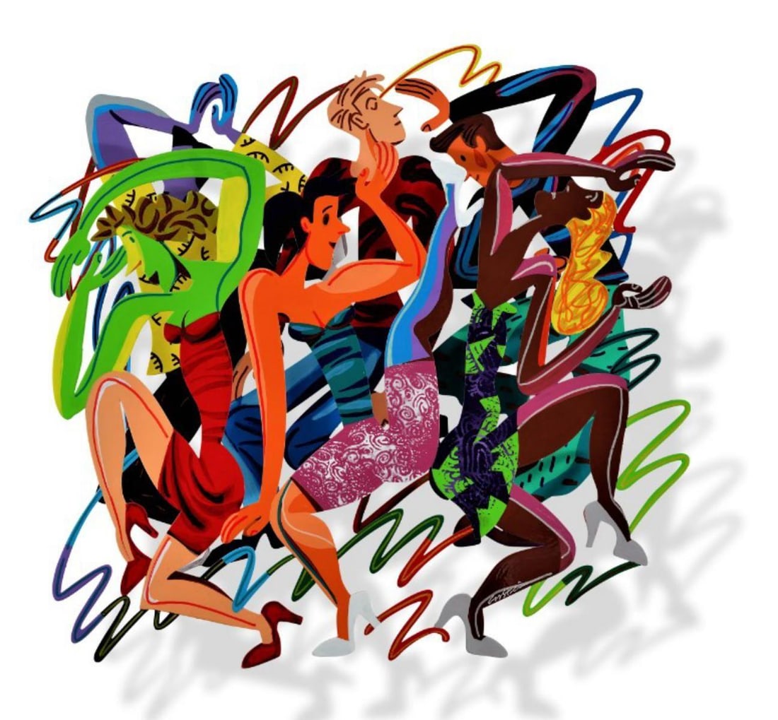 David Gerstein- Mixed Media Cutout Aluminum "Disco Hard Rock": Artist: David Gerstein. Medium: Mixed Media Cutout Aluminum. Title: Disco Hard Rock. Size: 24" x 22". Signature: Signed and numbered. Certificate of Authenticity: Is included. Additional: Edition of